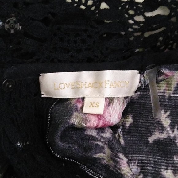 Loveshackfancy Jacque silk floral blouse top Dolce floral crochet lace XS - Picture 11 of 17
